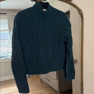Vince Cable Knit Turtleneck Sweater in Deep Teal